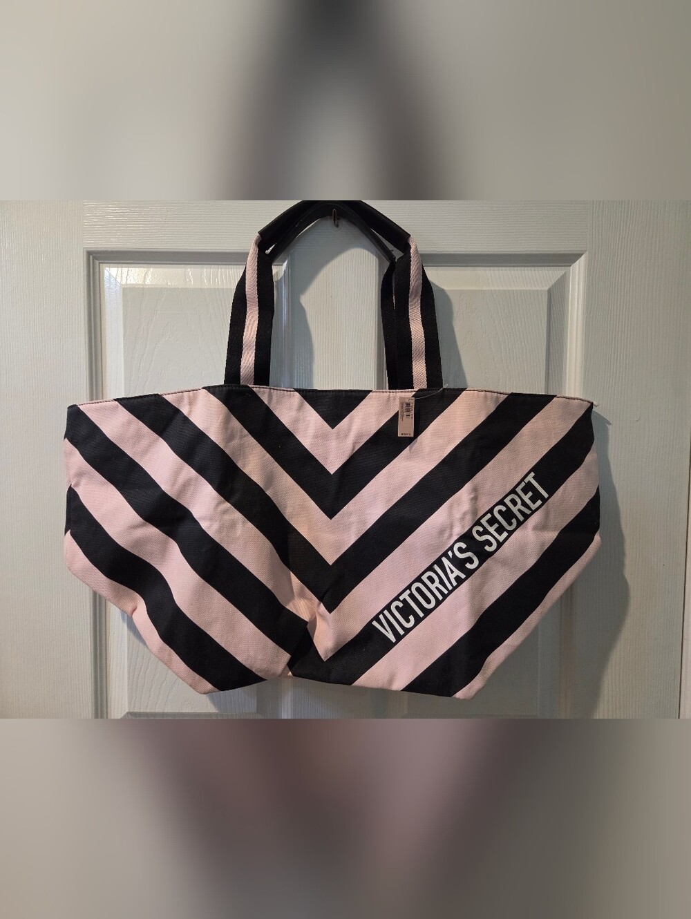 Victoria's Secret Pink Black Striped Tote Bag